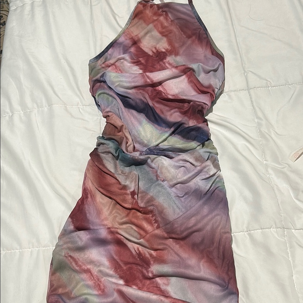 Elegant Multicolor Halter Dress